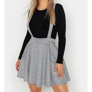 Plus dogtooth check pinafore skirt